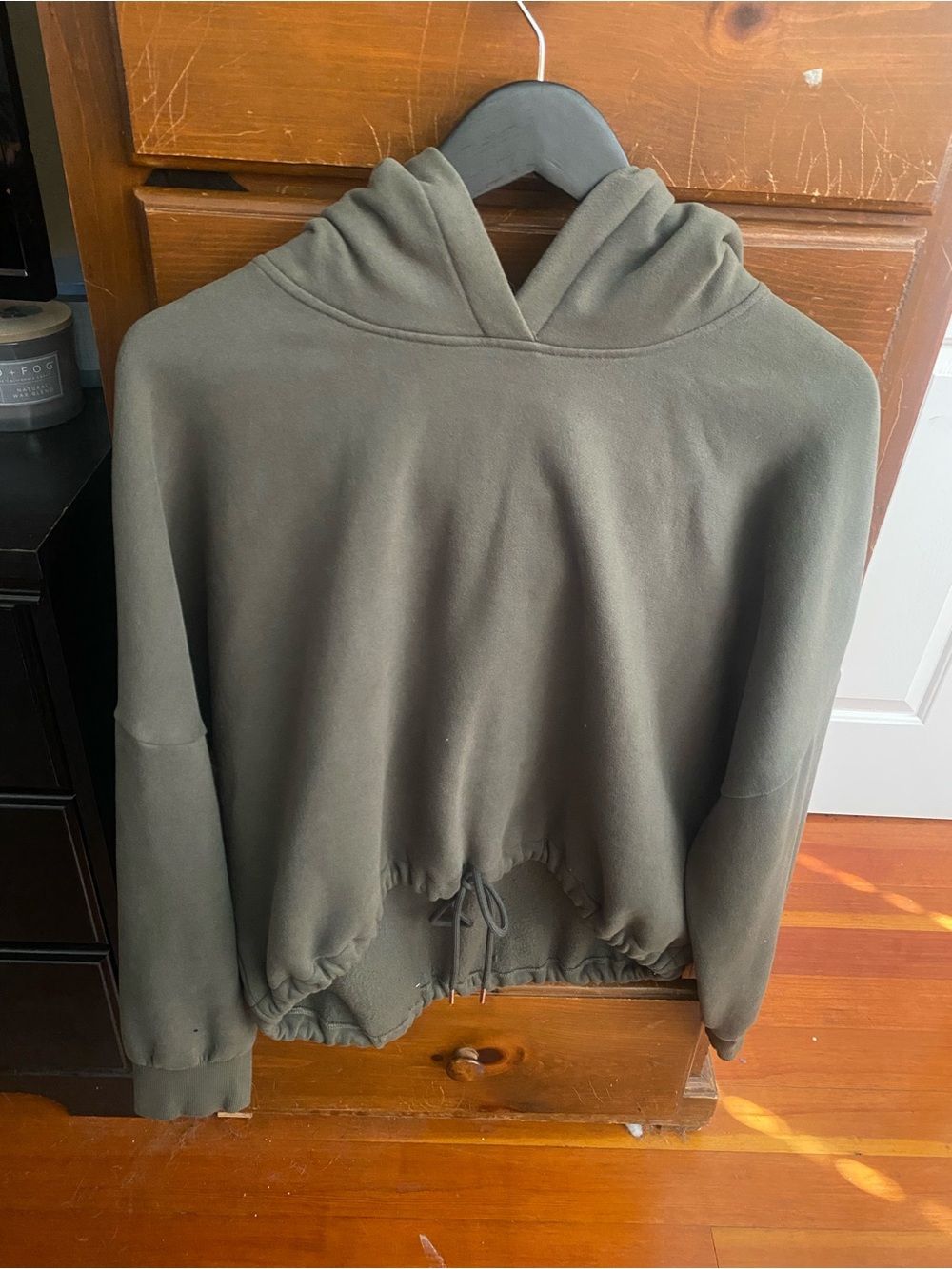 Express Olive Drawstring Hoodie Pullover